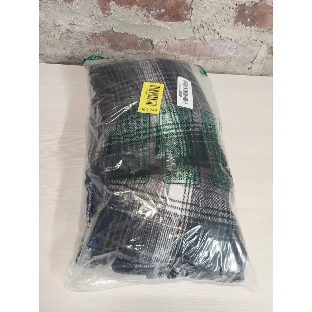 Plaid Throw Blanket Black White Gray New Sealed Woven Cozy Soft Warm 60x80
